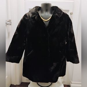 Vintage Schumacher Natural Mink Black Fur Women's Coat Size M